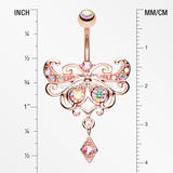 Rose Gold Butterfly Glorieux Belly Button Ring-Aurora Borealis