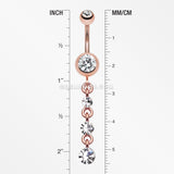 Rose Gold Journey Sparkle Belly Button Ring-Clear