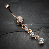 Rose Gold Journey Sparkle Belly Button Ring-Clear
