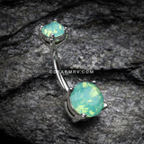 Opalite Sparkle Prong Set Belly Button Ring-Pacific Opal