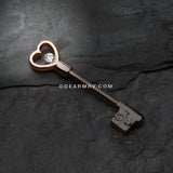 A Pair of Rose Gold Heart Key Nipple Barbell Ring-Clear