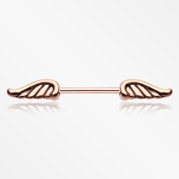 A Pair of Rose Gold Angel Wing Nipple Barbell Ring-Rose Gold