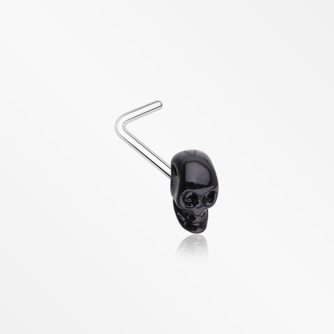 Blackline Death Skull Head L-Shaped Nose Ring-Black