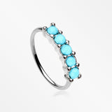 Turquoise Multi Beads Princess Prong Bendable Hoop Ring-Turquoise