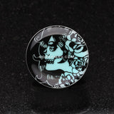 A Pair of Glow in the Dark Day of the Dead Girl Single Flared Ear Gauge Plug-Black