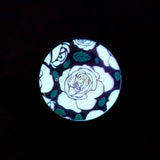 A Pair of Glow in the Dark Romantic Roses Single Flared Ear Gauge Plug-Purple