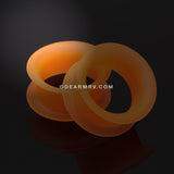 A Pair of Ultra Thin Flexible Silicone Ear Skin Double Flared Tunnel Plug-Orange