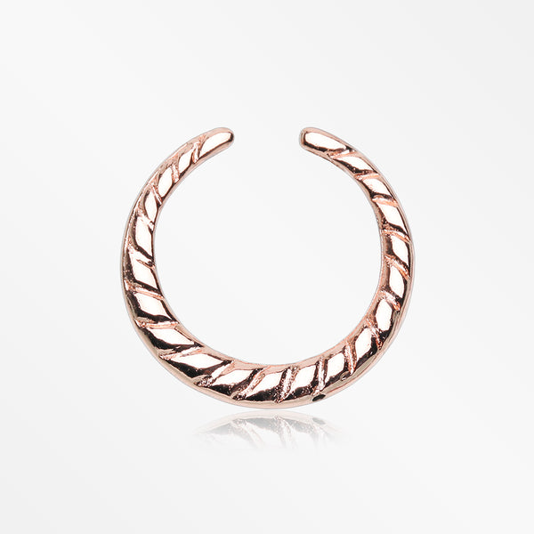 Rose Gold Lucia Textured Rope Steel Pincher Septum Ring