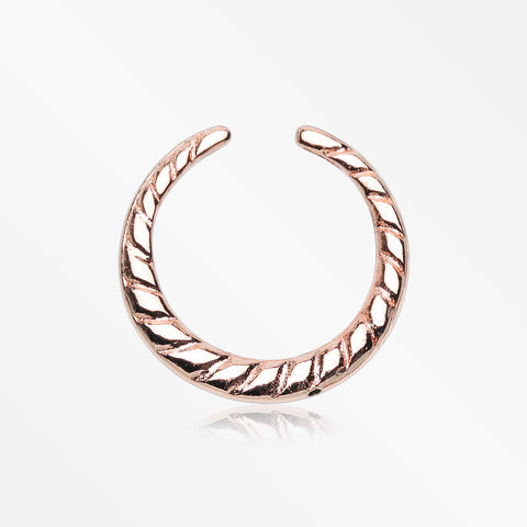 Rose Gold Lucia Textured Rope Steel Pincher Septum Ring
