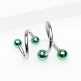 Basic Steel Twist Spiral Ring with PVD Plated Balls-Green