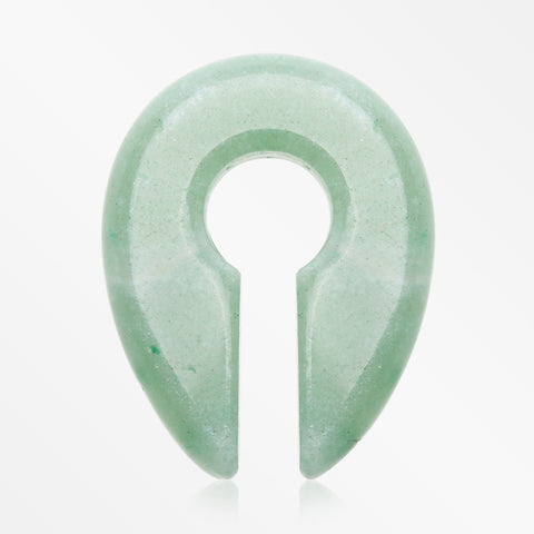 A Pair of Green Jade Aventurine Stone Keyhole Ear Weight Gauge Hanger