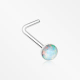 Fire Opal Steel L-Shaped Nose Ring-White