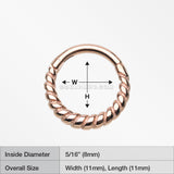 Rose Gold Classic Rope Seamless Clicker Hoop Ring