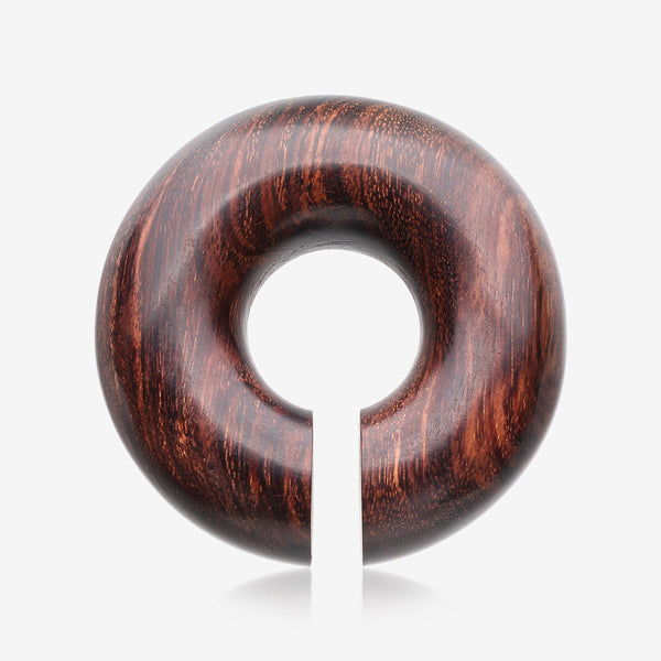 A Pair Of Dark Tamarind Wood Hoop Hanger Plug