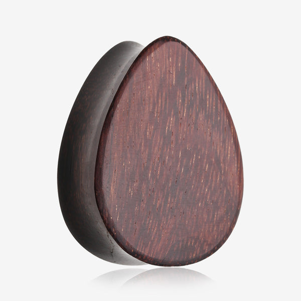 A Pair of Teardrop Dark Tamarind Wood Double Flared Plug