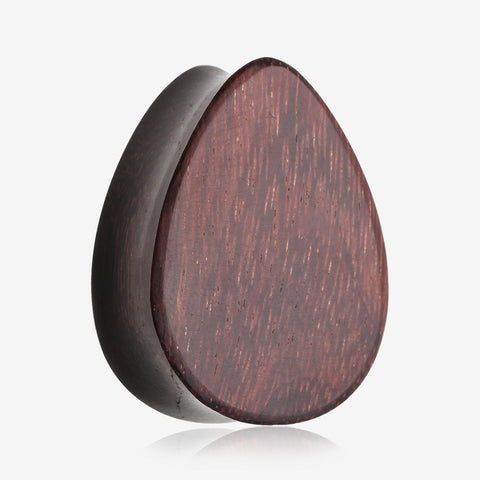 A Pair of Teardrop Dark Tamarind Wood Double Flared Plug