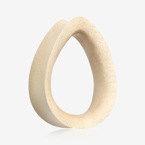 A Pair of Teardrop Crocodile Wood Double Flared Tunnel Plug