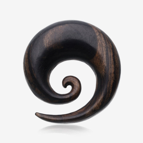 A Pair of Tiger Ebony Wood Spiral Hanger Plug-Black