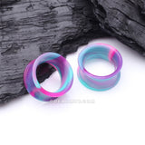 Detail View 1 of A Pair of Ultra Flexible Cosmic Flair Camo Silicone Double Flared Tunnel Plug
