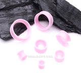 Detail View 2 of A Pair of Ultra Flexible Pastel Pink Silicone Double Flared Tunnel Plug