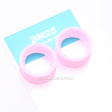 Detail View 4 of A Pair of Ultra Flexible Pastel Pink Silicone Double Flared Tunnel Plug