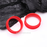 Detail View 1 of A Pair of Ultra Flexible Electro Red Silicone Double Flared Tunnel Plug