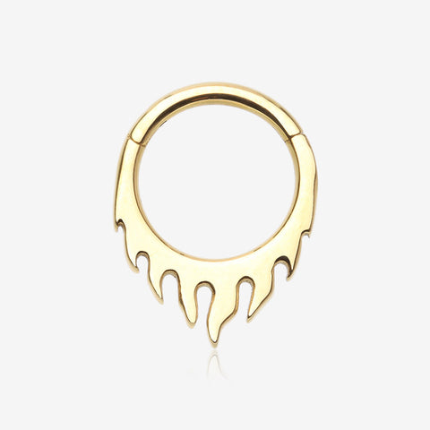 Golden Blazing Flame Clicker Hoop Ring