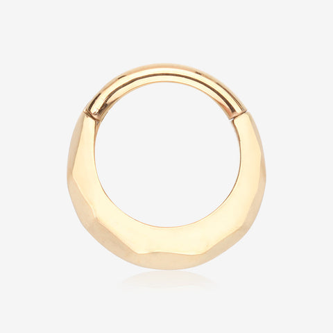 Golden Mayan Hammerered Luna Steel Clicker Hoop Ring