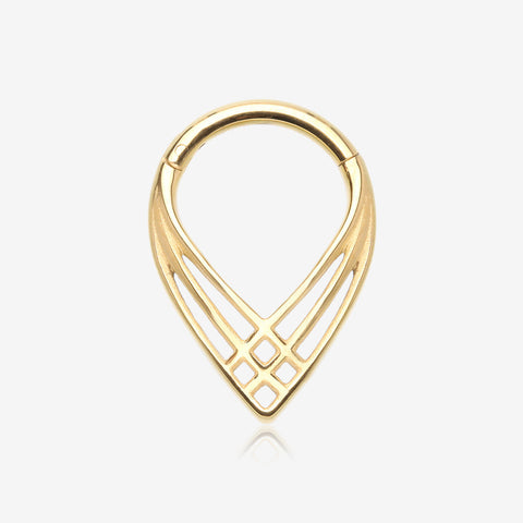 Golden Triple Cross Weave Clicker Hoop Ring