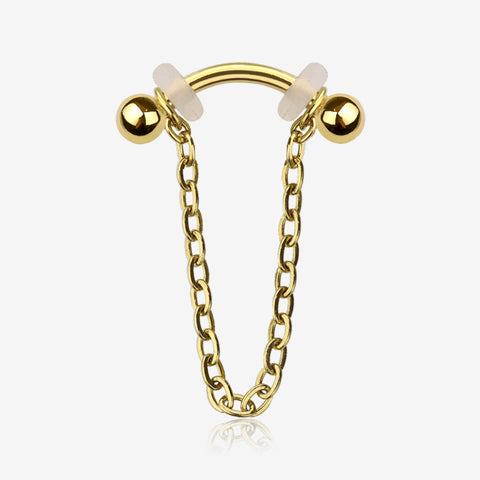 Golden Chained Basic Ball Curved Barbell