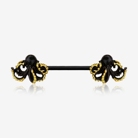 A Pair of Blackline Kraken Sea Monster Nipple Barbell