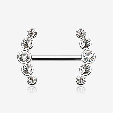 A Pair of Dainty Sparkle Ray Multi-Gem Nipple Ring-Clear Gem