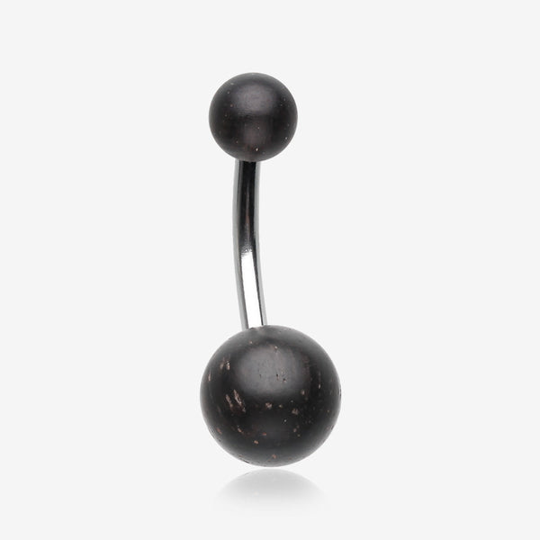 Organic Arang Wood Belly Button Ring-Black