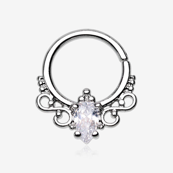 Princess Filigree Sparkle Septum Twist Loop Ring-Clear Gem