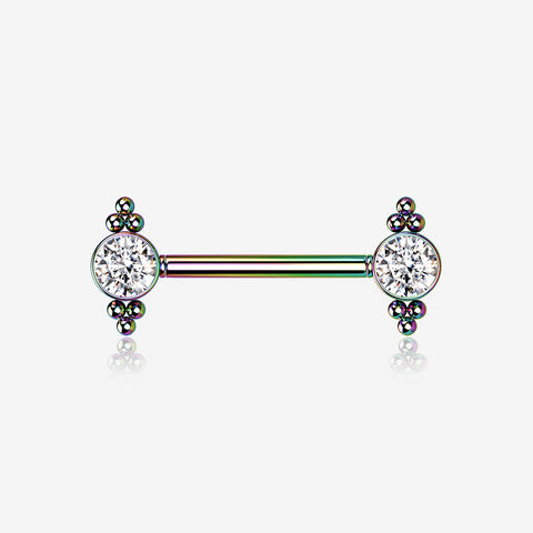 A Pair of Colorline Majestic Bali Beads Sparkle Threadless Nipple Barbell-Clear Gem