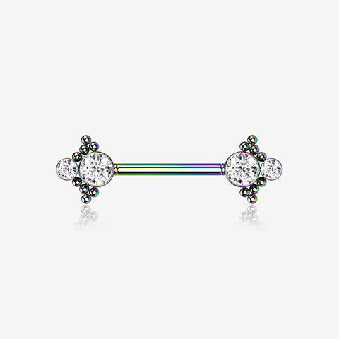 A Pair of Colorline Bali Divinity Sparkle Threadless Nipple Barbell-Clear Gem