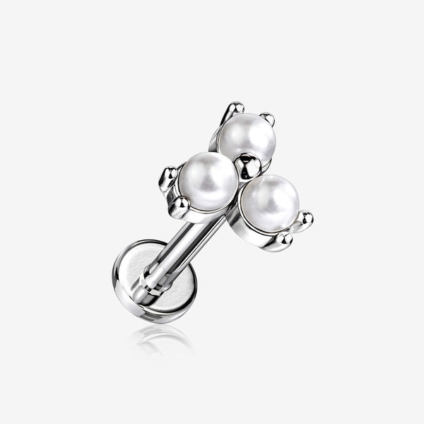 Trinity Pearlescent Luster Set Top Internally Threaded Steel Flat Back Stud Labret