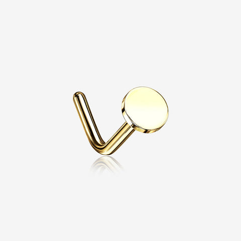 Golden Circle Plate Top Basic Steel L-Shaped Nose Ring