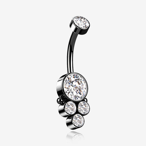 Blackline Trinity Bali Sparkle Internally Threaded Belly Button Ring-Clear Gem