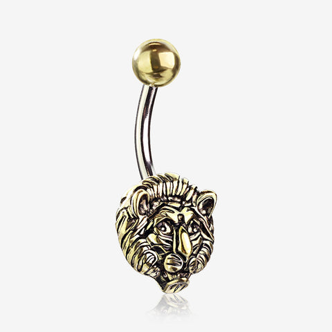 Golden Antique Lion Belly Button Ring