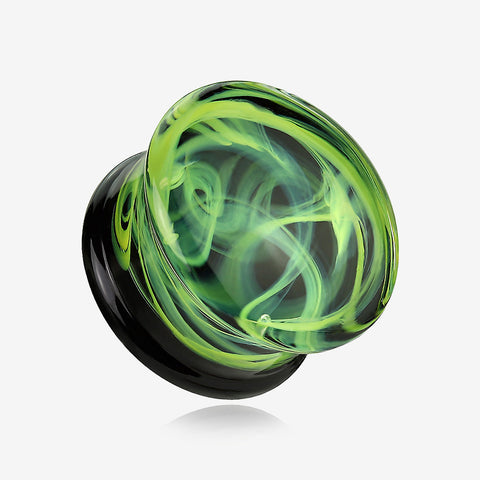 A Pair of Deco Neon Art Swirlesque Glass Double Flared Plug-Green