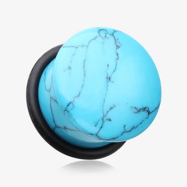 A Pair of Turquoise Stone Single Flared Plug with O-Ring