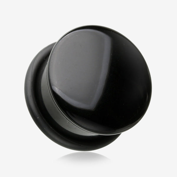 A Pair of Black Agate Stone Single Flared Plug with O-Ring
