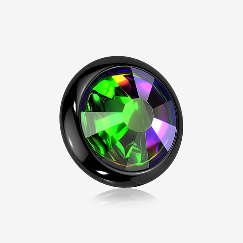 Implant Grade Titanium Blackline Internally Threaded Bezel Set Round Gem Part-Vitrail Medium