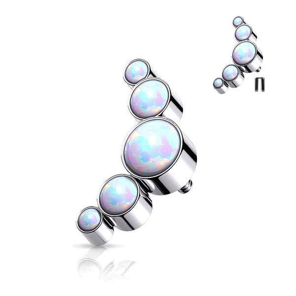 Implant Grade Titanium Internally Threaded Five Fire Opal Sparkle Top Part-White Opal