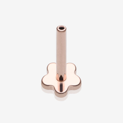 Implant Grade Titanium OneFit Threadless Rose Gold Flower Base Flat Back Stud Labret Bar Part