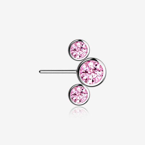 Implant Grade Titanium OneFit Threadless Triple Bubble Sparkle Front Facing Top Part-Pink