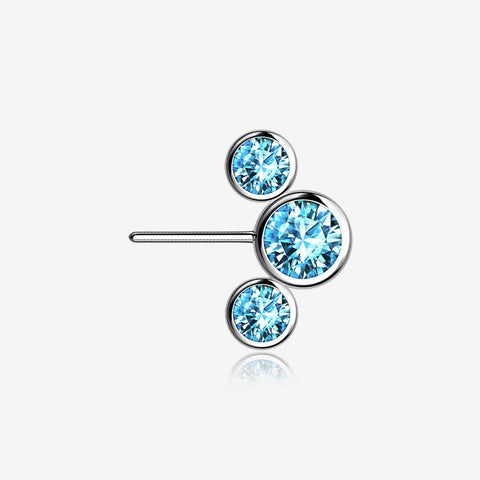 Implant Grade Titanium OneFit Threadless Triple Bubble Sparkle Front Facing Top Part-Aqua