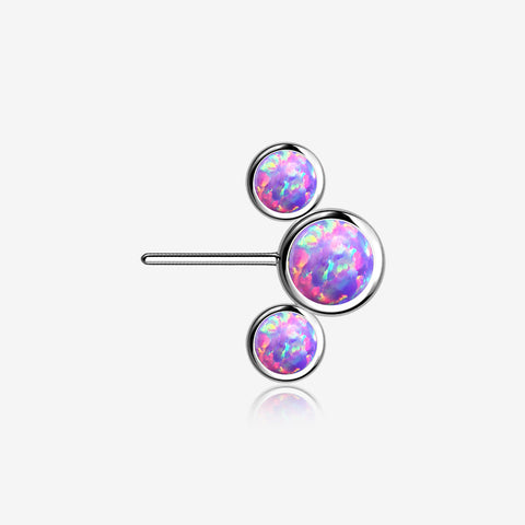 Implant Grade Titanium OneFit Threadless Triple Bubble Fire Opal Front Facing Top Part-Purple Opal