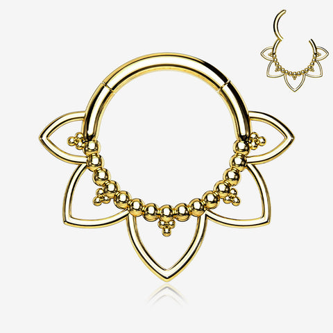 Golden Royal Bali Floral Seamless Clicker Hoop Ring